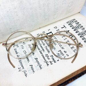 Vintage Gold Filled Wire Round Glasses with Case 1/10 12K Gold Filled Floral